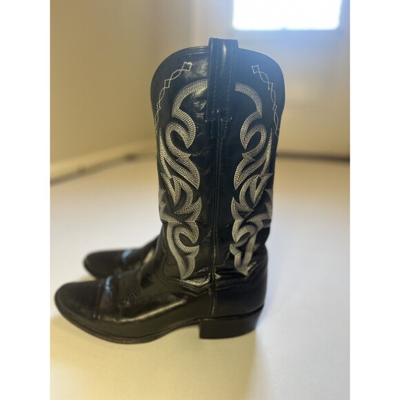 Dan Post Black Leather Western Cowboy Boots- 9 EW Made in Mexico - Picture 7 of 16